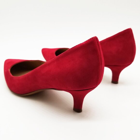 Naturalizer Pippa Suede Pumps 6.5M Red Pointy Toe Kitten Heel Comfort Cushion - Picture 5 of 16